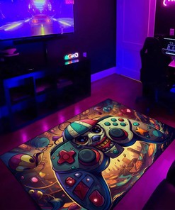 Personalized Game Room Themed Area Rug for Boys with Year - Unique Gamer Gift for Boys