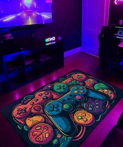 Personalized Game Room Themed Area Rug for Teen Boys - Unique Gamer Gift for Boys