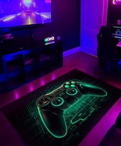Personalized Game Room Themed Area Rug for Teenagers