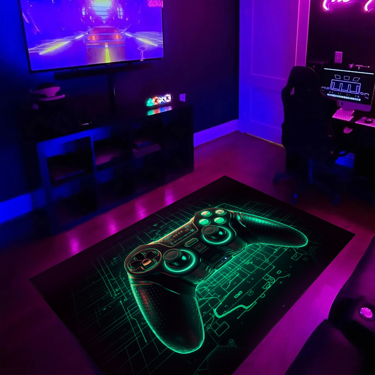 Personalized Game Room Themed Area Rug for Teenagers