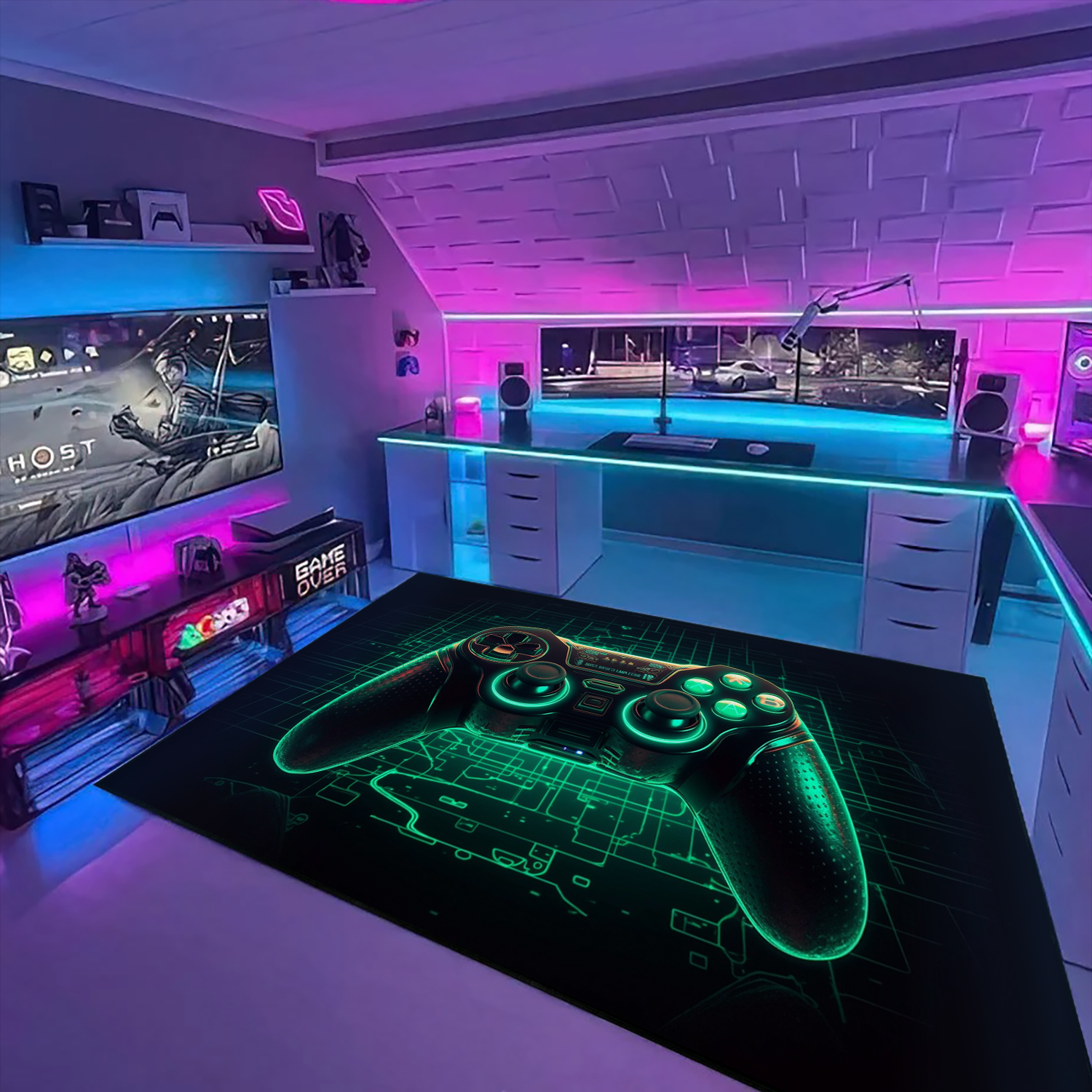 Personalized Game Room Themed Area Rug for Teenagers - Image 4