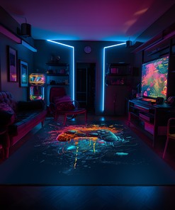 Personalized Game Room Themed Area Rugs for Boys with Shufflezone Game Carpet