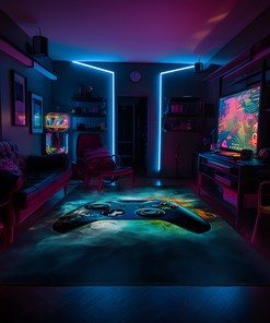 Personalized Game Room Themed Rug for Boys - Customizable Game Controller Design for Living Room and Bedroom Decor