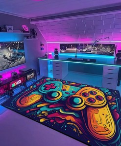 Personalized Game Room Themed Rug with Quotes - Unique Gamer Gift for Boys
