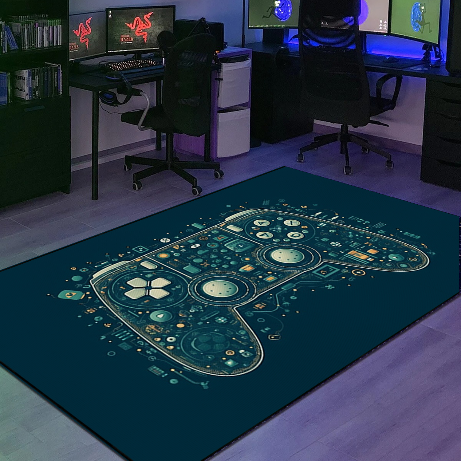 Personalized Gamer Rug for Bedroom - Customizable Game Room Area Rug for Boys