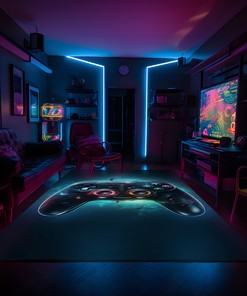 Personalized Gamer Rug for Boys Room or Game Room - Custom Gaming Carpet with Controller Design - Gift for Kids