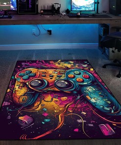 Personalized Gaming Area Rug for Bedroom with Unique Shufflezone Game Carpet
