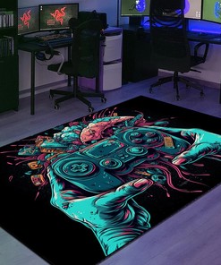 Personalized Gaming Room Area Rug for Boys - Custom Gamer Rug M68