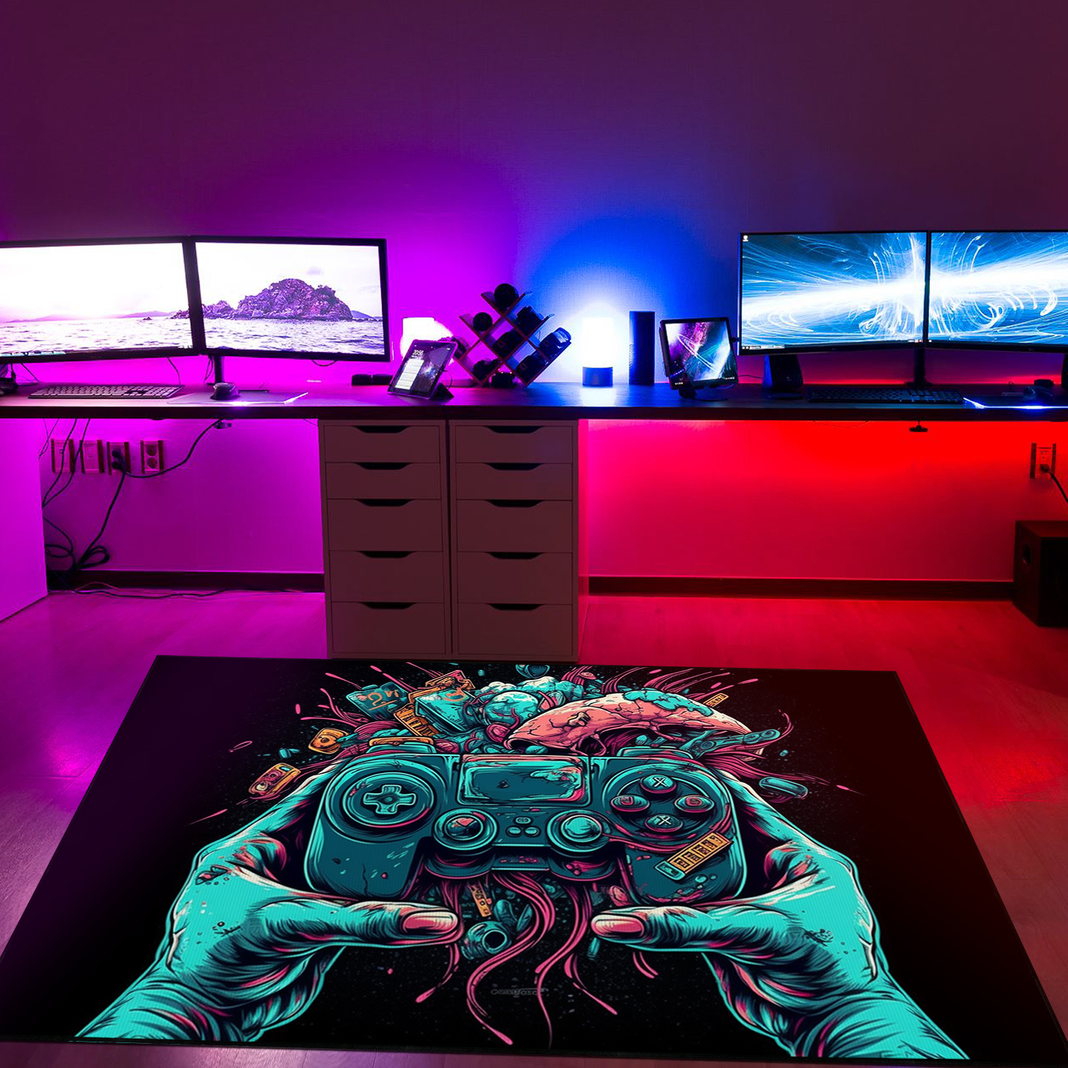 Personalized Gaming Room Area Rug for Boys - Custom Gamer Rug M68 - Image 3