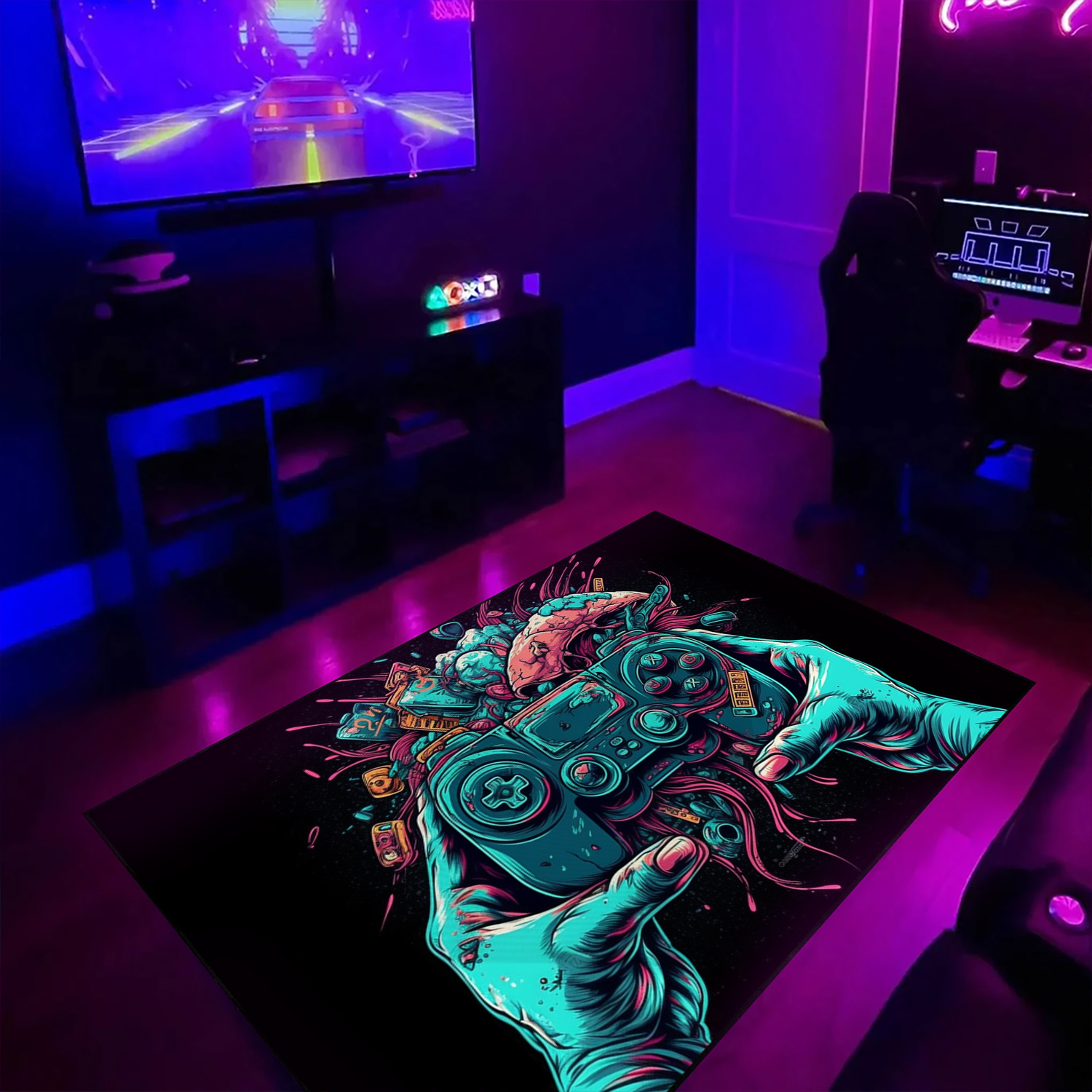 Personalized Gaming Room Area Rug for Boys - Custom Gamer Rug M68 - Image 4