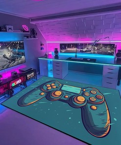 Personalized Gaming Room Area Rug for Boys - Game Controller Rug, Game Controller Area Rug for Game Room or Bedroom