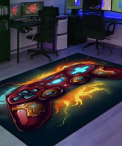 Personalized Gaming Room Area Rug for Boys - Game Controller Rug M62