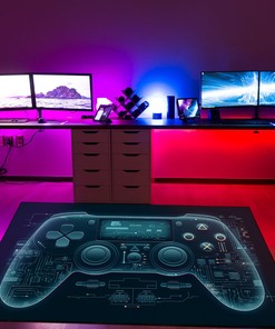 Personalized Gaming Room Area Rug for Boys - Game Controller Rug T05