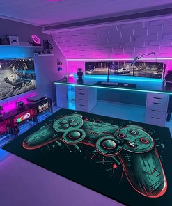 Personalized Gaming Room Area Rug for Boys - Game Room Themed Area Rug T11