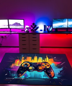 Personalized Gaming Room Area Rug for Teen Boys - Game Controller Rug