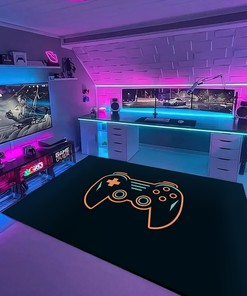 Personalized Gaming Room Area Rug for Teen Boys - Unique Gamer Gift for Boys