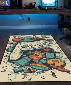 Personalized Gaming Room Carpet with Shufflezone Game Controller Design for Teen Boys, Ideal for Home Decoration