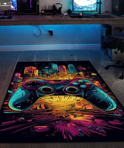 Personalized Gaming Rug for Boys Room with Custom Game Controller Design