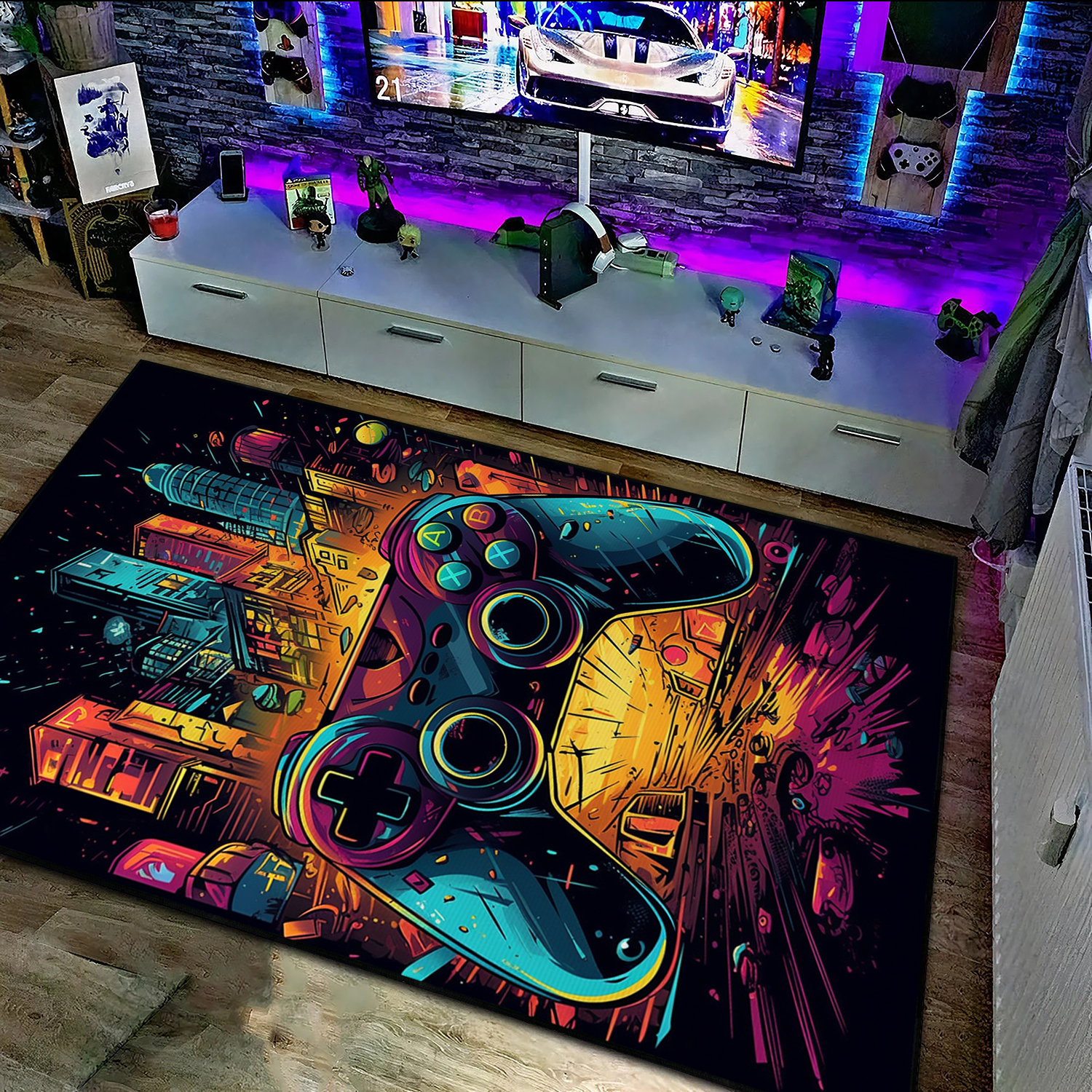 Personalized Gaming Rug for Boys Room with Custom Game Controller Design - Image 2
