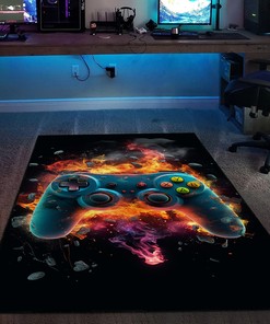Personalized Gaming Rug for Boys Room with Custom Game Controller Pattern