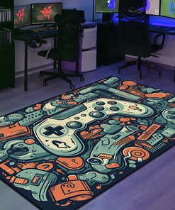 Personalized Gaming Rug for Teen Boys - Game Room Decor for Boys T13