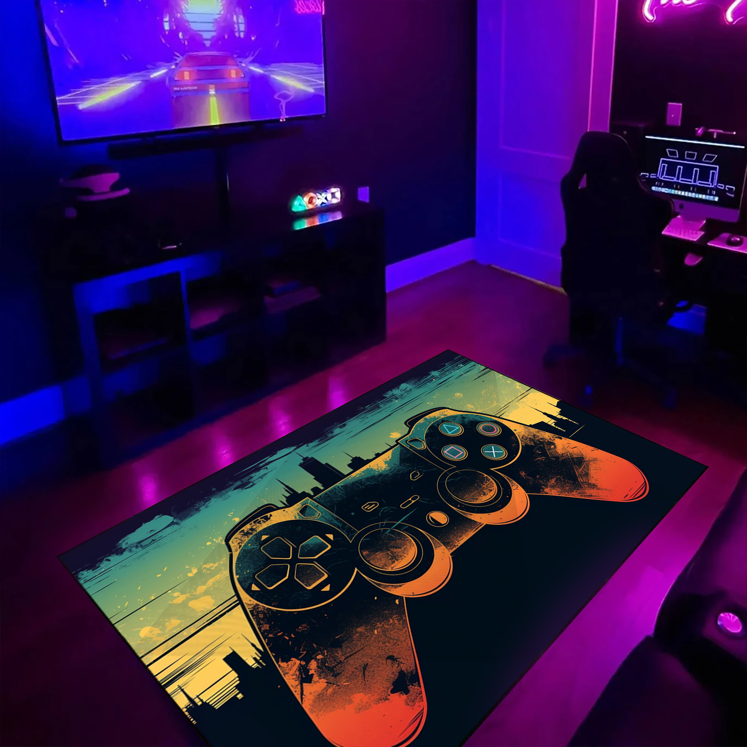 Personalized Video Game Room Carpet for Living Room Play Area Bluefink