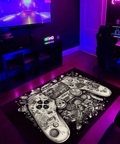 Personalized Video Game Room Rug - Customizable Game Controller Area Rug for Living Room Decor