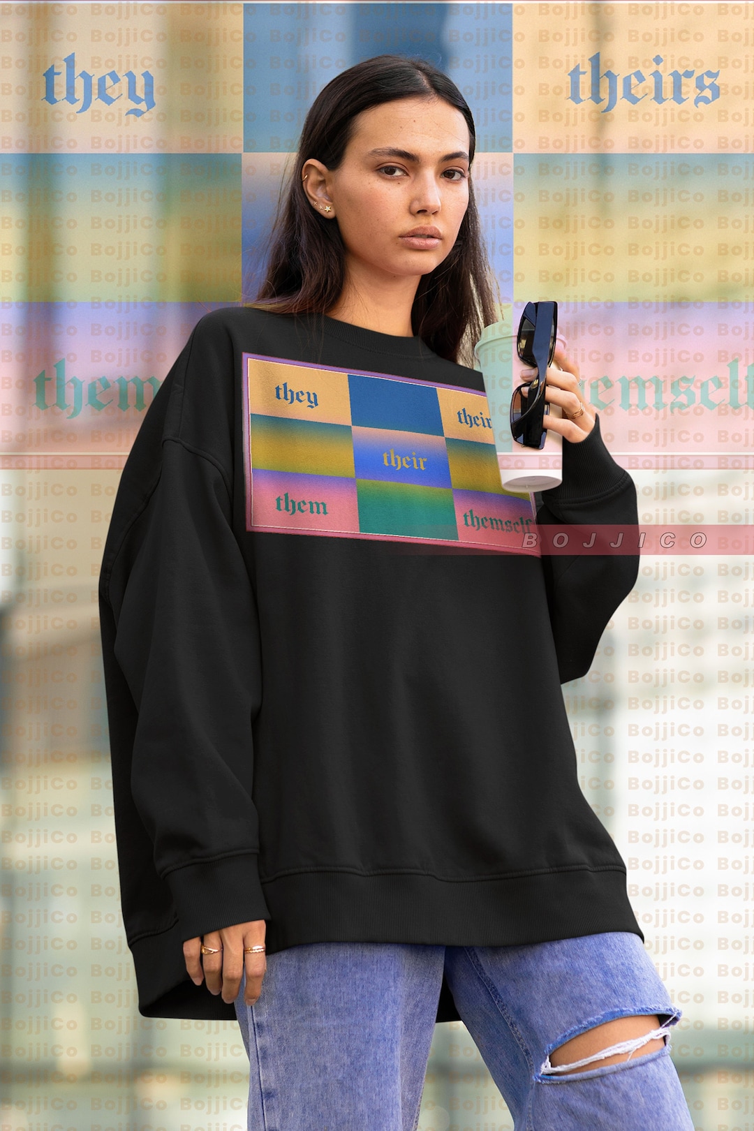 Pronouns Sweatshirt, They Them Their Theirs Gender Rights Sweater, LGBT Pride Symbol Tee