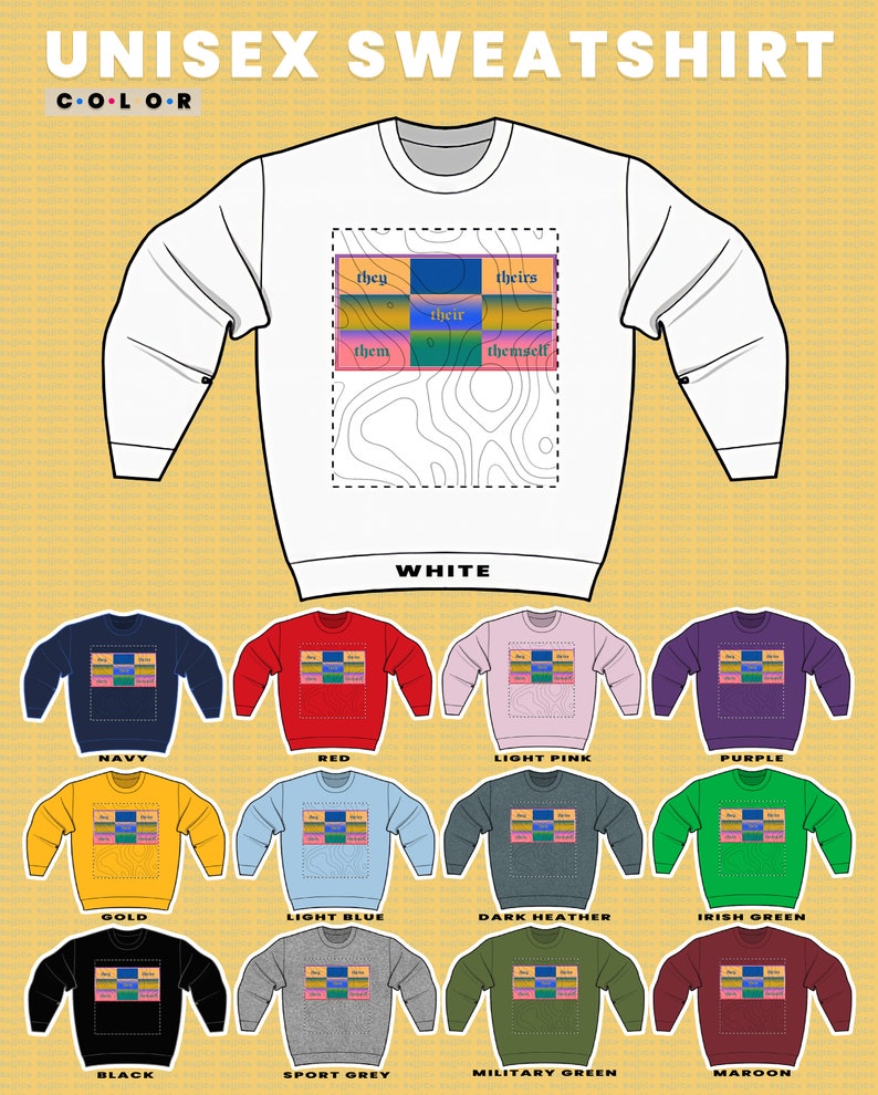 Pronouns Sweatshirt, They Them Their Theirs Gender Rights Sweater, LGBT Pride Symbol Tee - Image 3