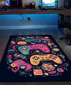 Redefine Your Game Room with Customizable Shufflezone Game Room Themed Rug for Teen Boys