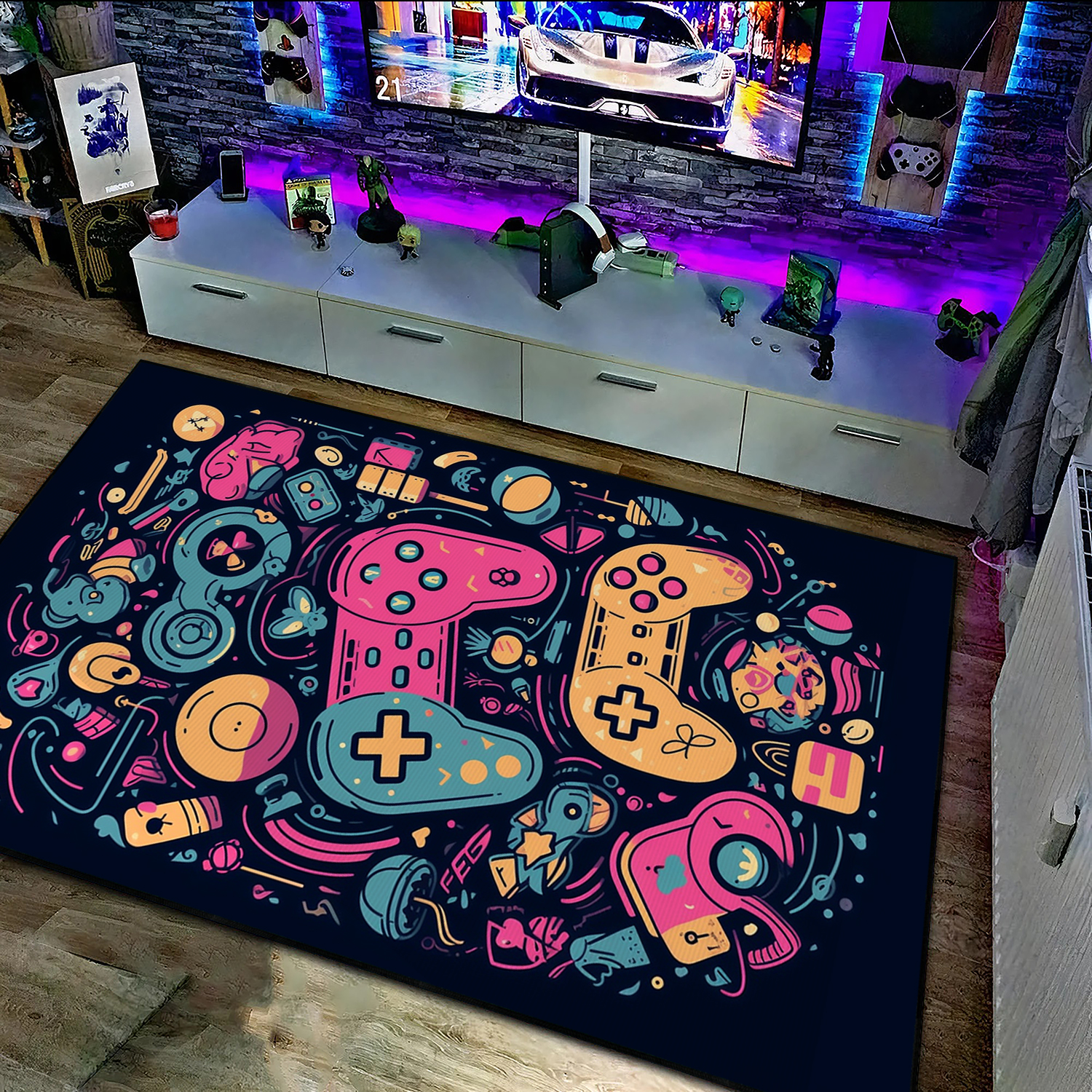 Redefine Your Game Room with Customizable Shufflezone Game Room Themed Rug for Teen Boys - Image 2
