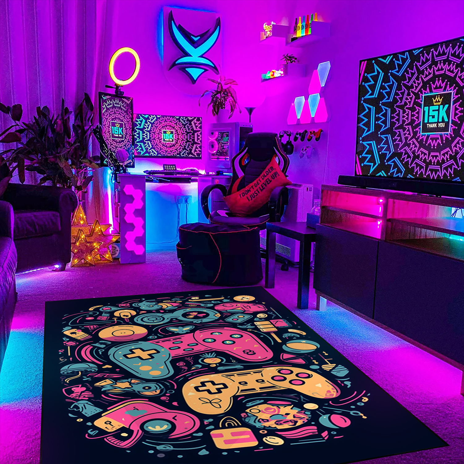Redefine Your Game Room with Customizable Shufflezone Game Room Themed Rug for Teen Boys - Image 3