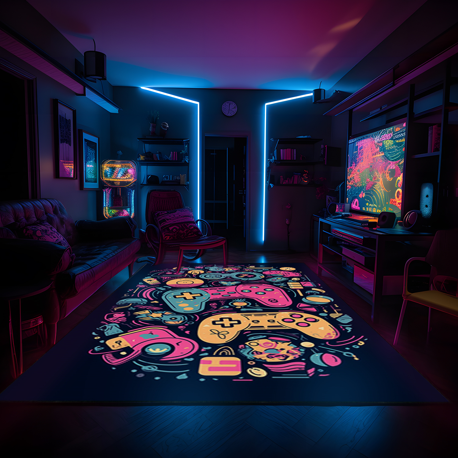 Redefine Your Game Room with Customizable Shufflezone Game Room Themed Rug for Teen Boys - Image 4