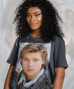 Retro Art Tee with Young BRAD PITT - Vintage Homage Unisex T-shirt