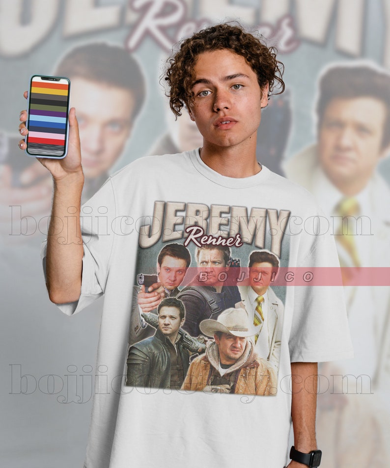Retro Hawkeye Jeremy Renner Unisex Tee for Fans - Image 3