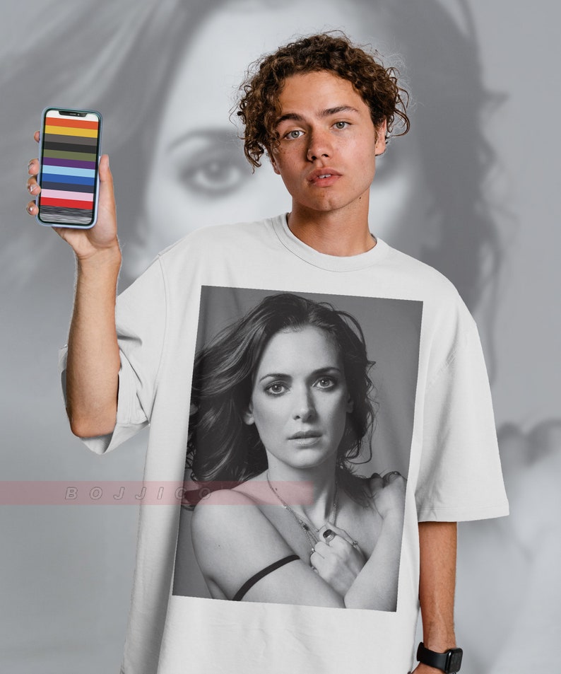 Retro Stylish Winona Ryder Shirt - Vintage Fan Art Tee for Her - Image 3