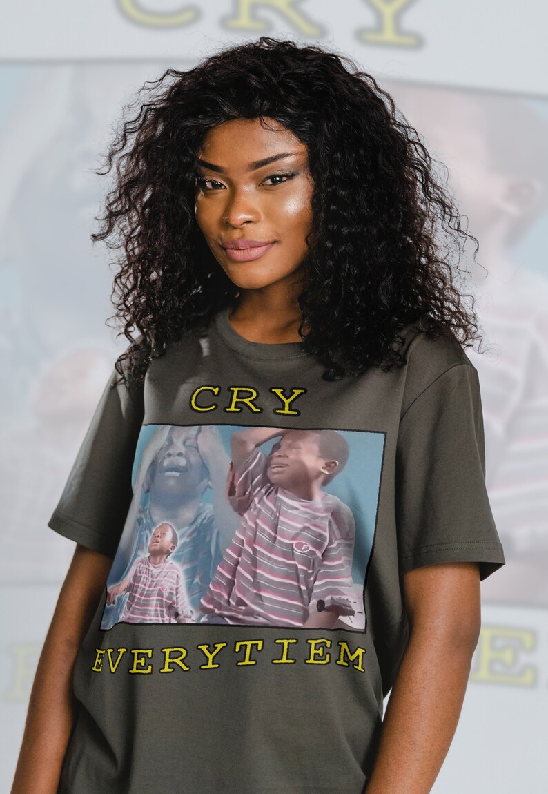 Sad Kid Meme Lover Unisex Shirt - African Kid Crying With A Knife Tee