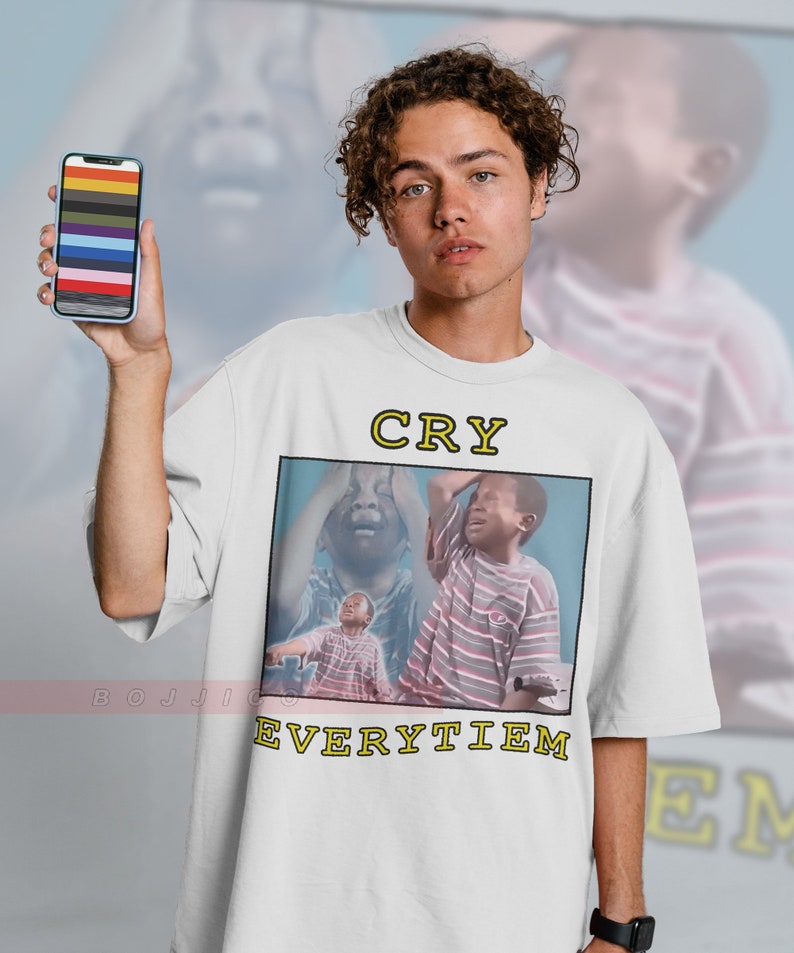 Sad Kid Meme Lover Unisex Shirt - African Kid Crying With A Knife Tee - Image 3