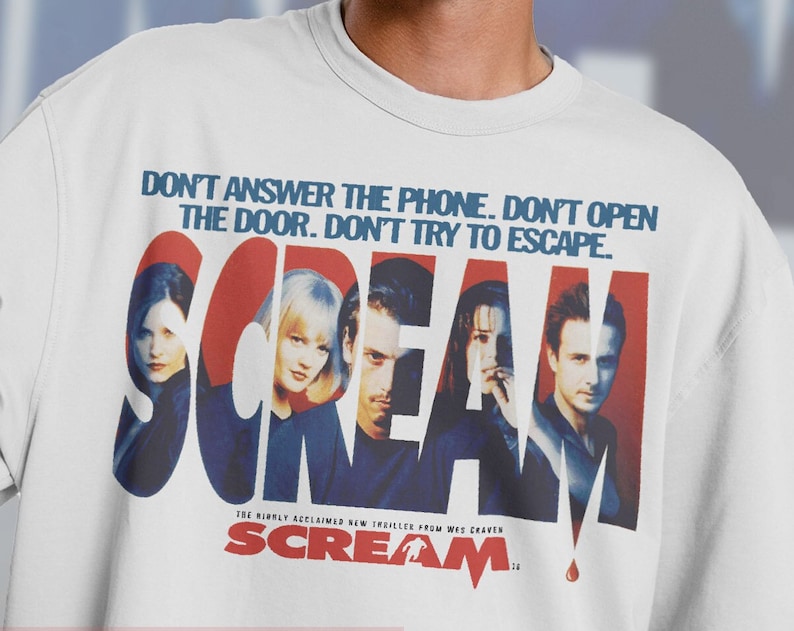 Scream Movie Vintage Tshirt, Let's Watch Scary Movie SCREAM, RETRO Scream Movie Tshirt - Image 2