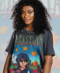 Sebastian Homage T-Shirt, Stardew Valley Gift, Pixel Farming RPG Video Game Tee