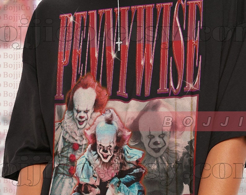 Spooky Pennywise Clown Sweatshirt and Vintage Horror Shirt - Image 2