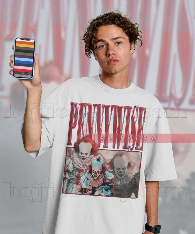 Spooky Pennywise Clown Sweatshirt and Vintage Horror Shirt - Image 3