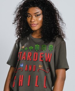 Stardew and Chill Unisex Tee, Harvst Moon Retro Vintage T-Shirt, Pixel Farming RPG Gift for Fans