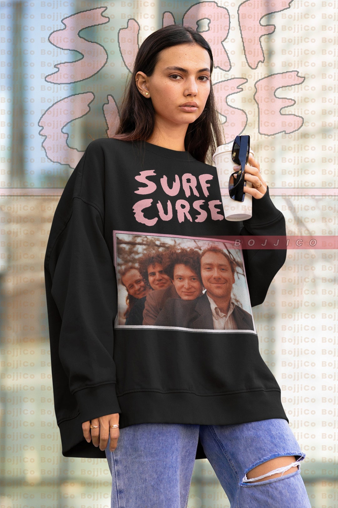 Surf Curse Retro Hoodie - Vintage Sweater with Homage to 90s Grunge