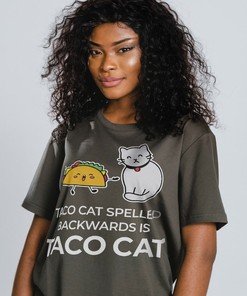 Tacocat Palindrom Cat Lover Unisex Tee, Spelled Backward Is Tacocat Heavy Cotton Shirt, Cat Gift