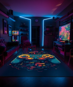 Teen Boys' Bedroom Game Carpet, Game Controller Area Rug for Game Room or Bedroom, Shufflezone Gaming Rug