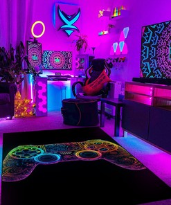 Teen Boys' Gaming Rugs, Game Controller Area Rugs for Game Room or Bedroom, Shufflezone Gaming Carpet