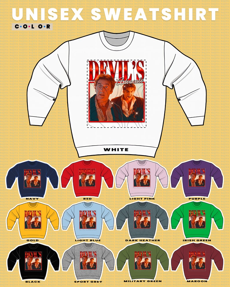The Devil's Advocate Vintage Sweatshirt, Film Lawyer Kevin Lomax Homage Sweater - Image 3