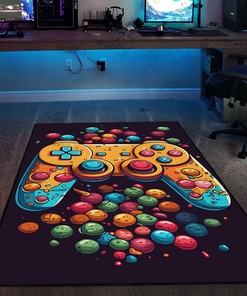 Unique Game Room with Customizable Shufflezone Game Controller Carpet for Teen Boys