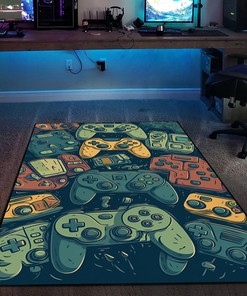 Upgrade Your Decor with Personalized Shufflezone Game Controller Area Rug for Teen Boys' Bedroom